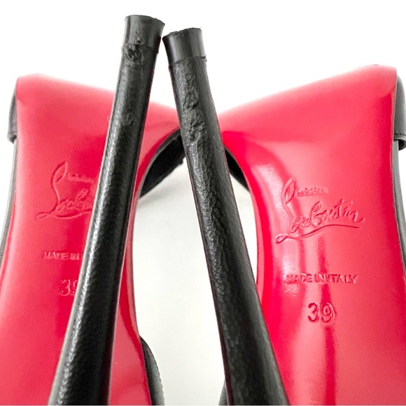 CHRISTIAN LOUBOUTIN | Deomina Chain Black Leather 100 Pumps Heels EU 39 US 9 - Picture 13 of 16